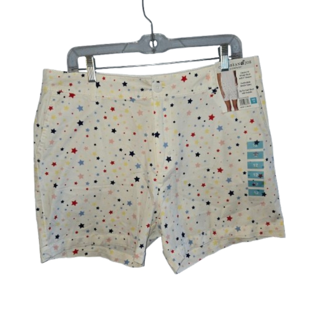 Caribbean Joe multi colored stars women's zip fly with pockets shorts